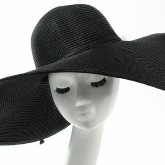 A New Day™ Braided Straw Floppy Hat – Black, One Size - Picture 1 of 10